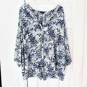 NYDJ Abstract Blue and White Blouse